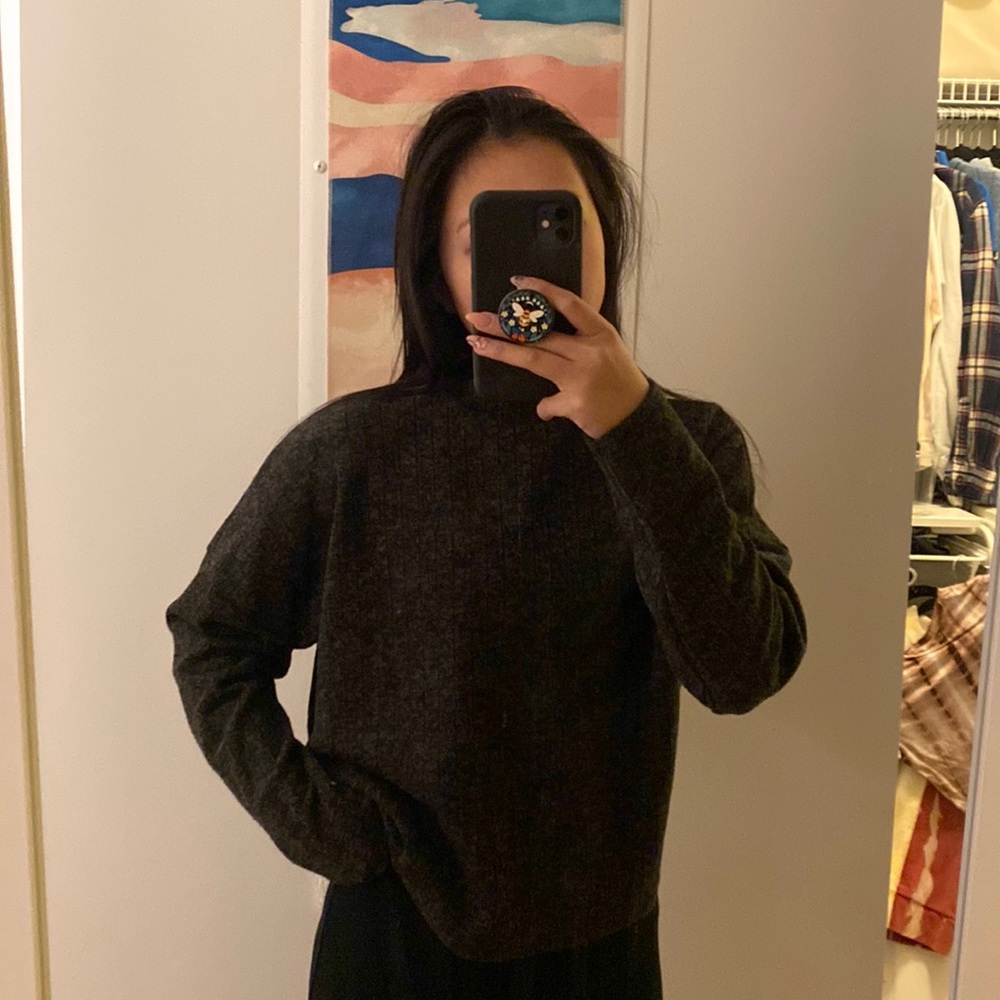 F21 Mock Neck Dark Grey Sweater